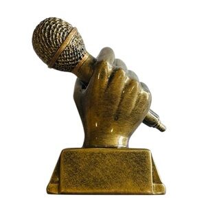 Decorative Golden Singing Microphone Trophy Award Gag Gift Karaoke